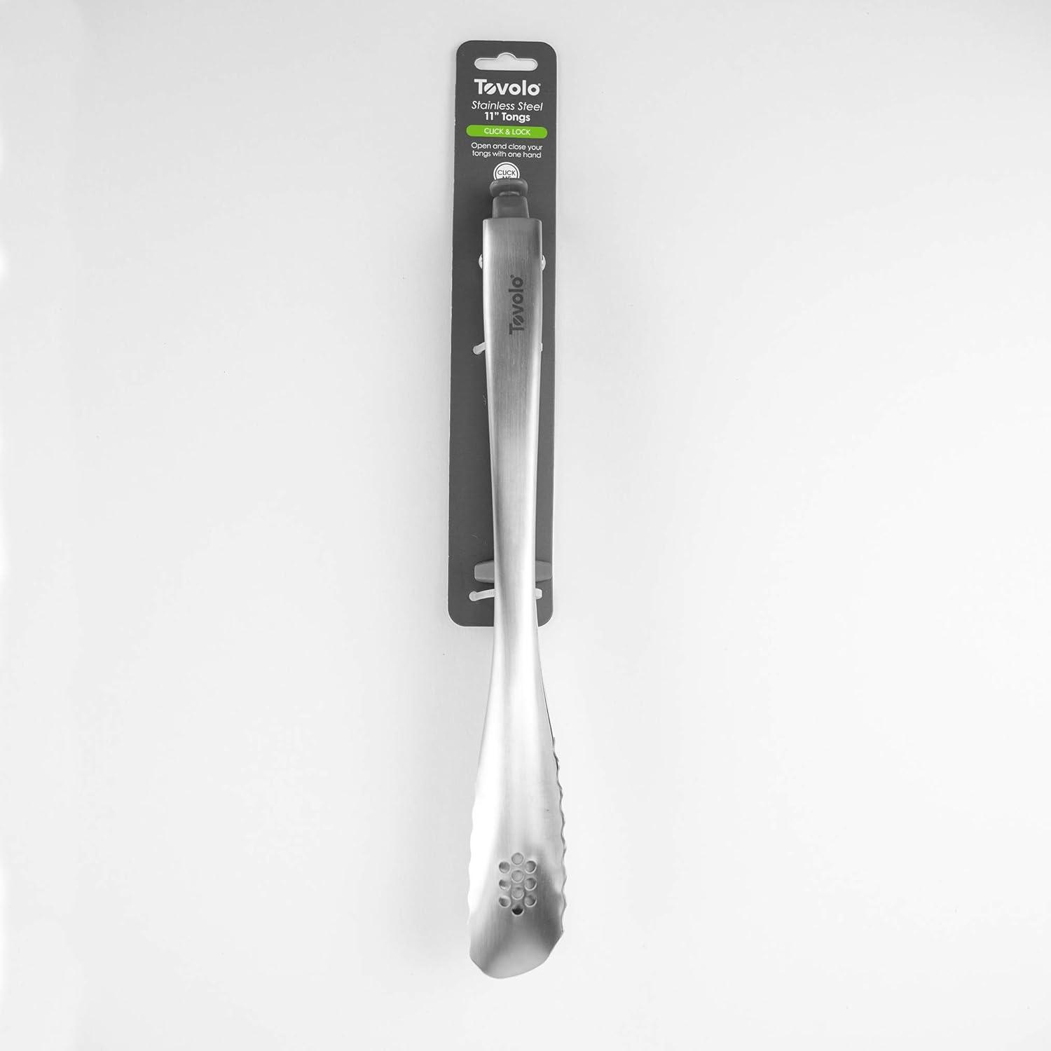 Tovolo 11-Inch Stainless Steel Tongs, Charcoal