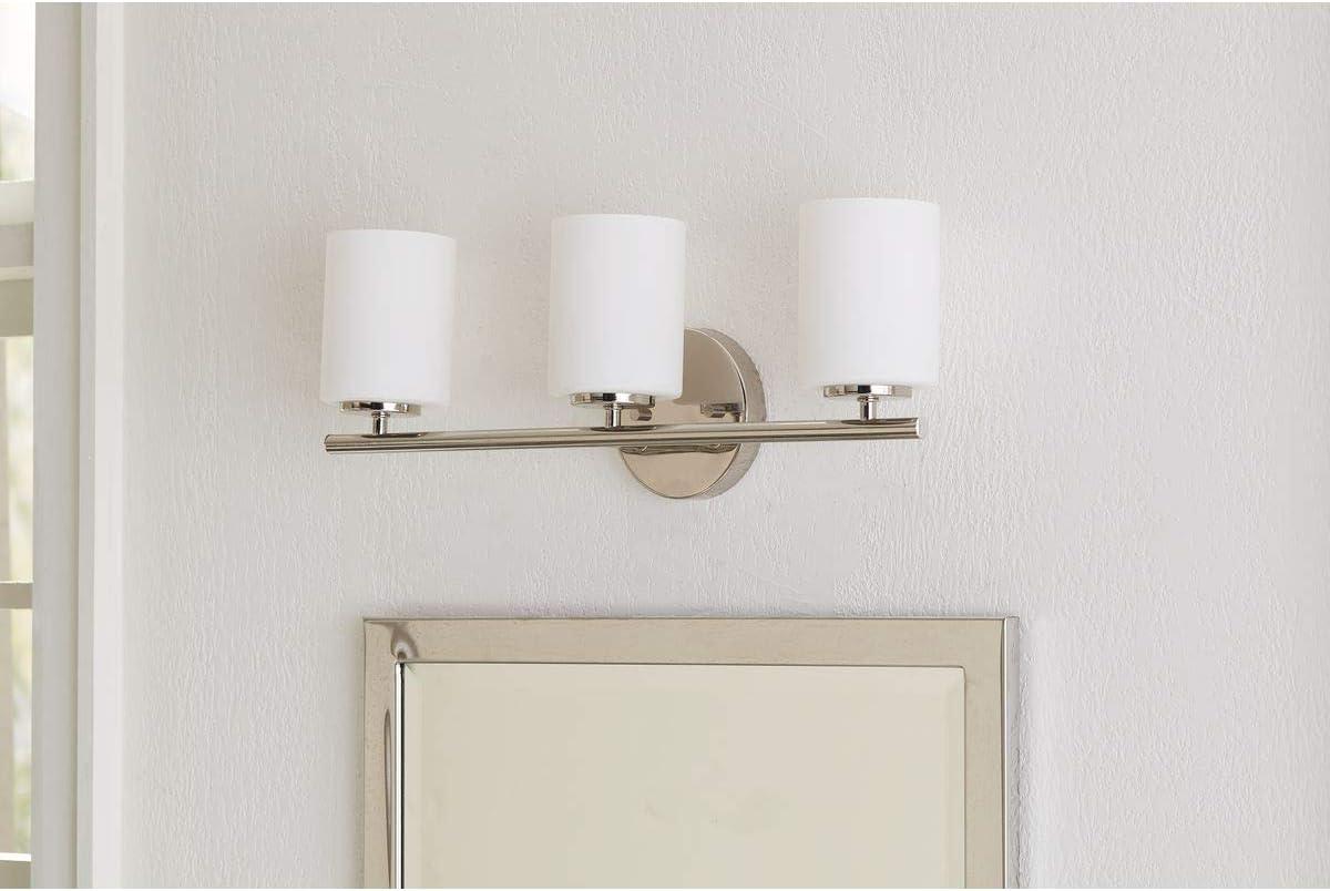 Progress Lighting Replay Collection 3-Light Bath Vanity, Polished Nickel, Shade Included
