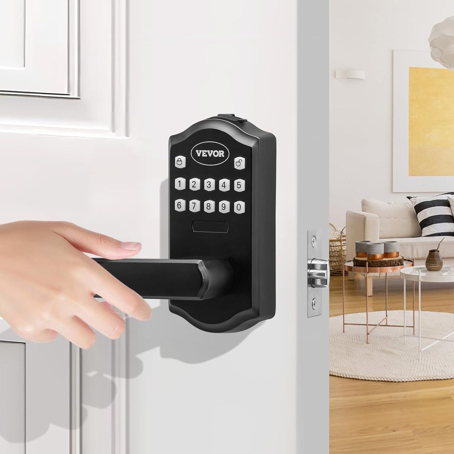 Matte Black Keyless Entry Door Lock with Handle