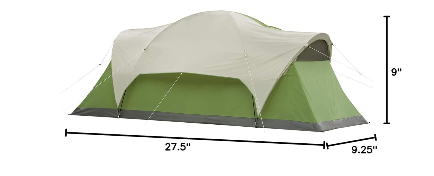 Coleman Montana 8-Person Dome Tent, 1 Room, Green