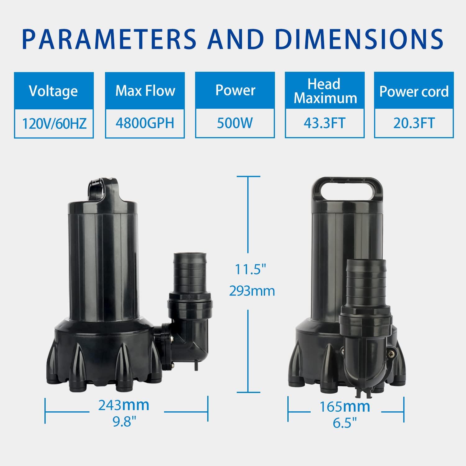 Large Black Submersible Pond Pump with Ceramic Impeller