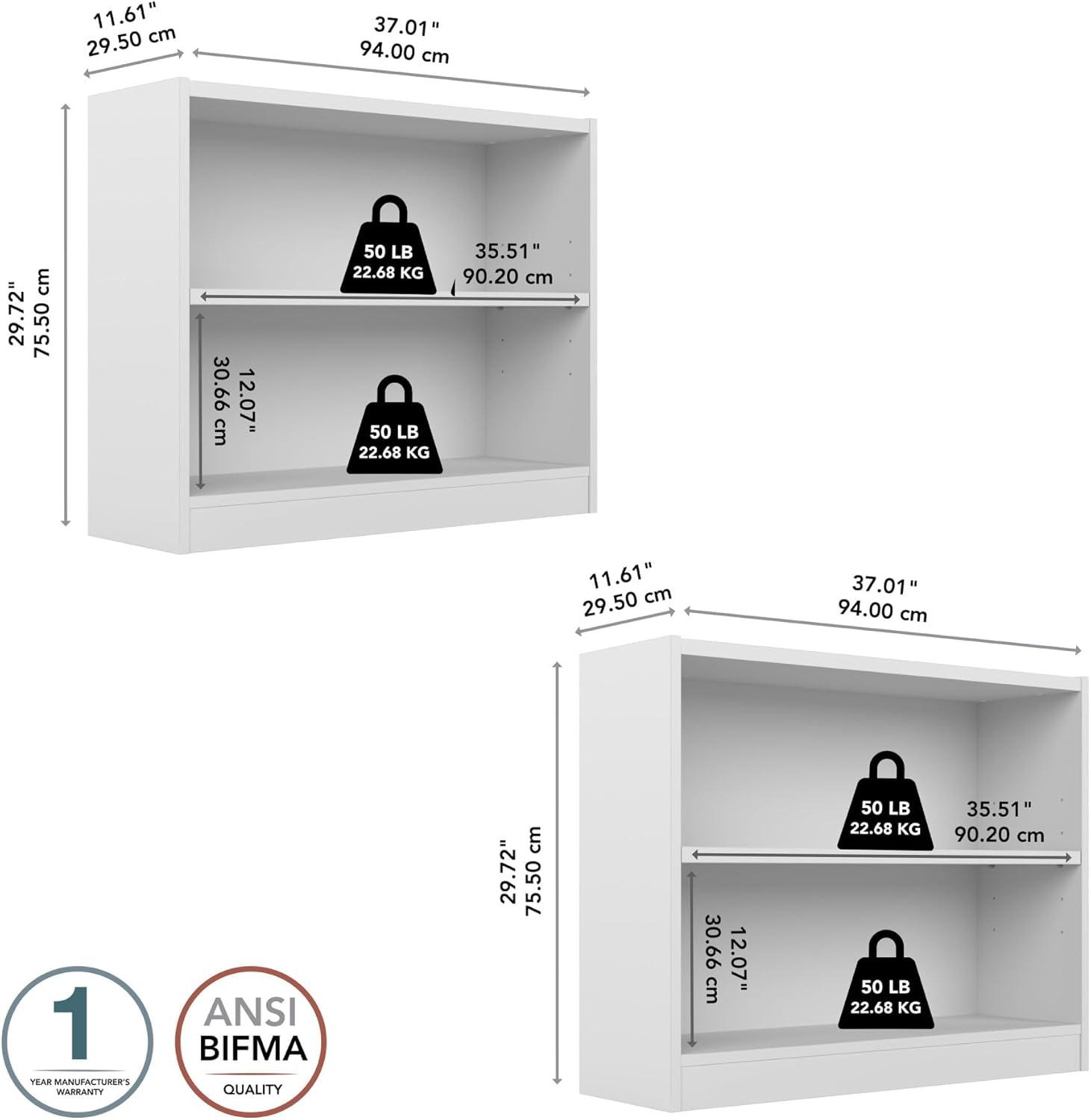 Bush Furniture Universal 2 Shelf Bookcase Set of 2