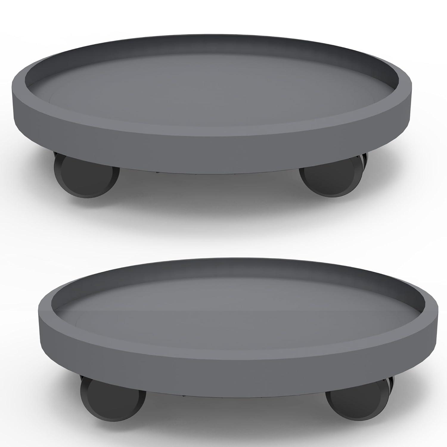 2 Pack of 14 Inch Heavy Duty Plant Caddy with Wheels,Rolling Plant Stand Pot Trolley,Wheeled Planter Saucer Tray,Potted Flower Mover Dolly with Casters Round Coaster for Indoor Outdoor