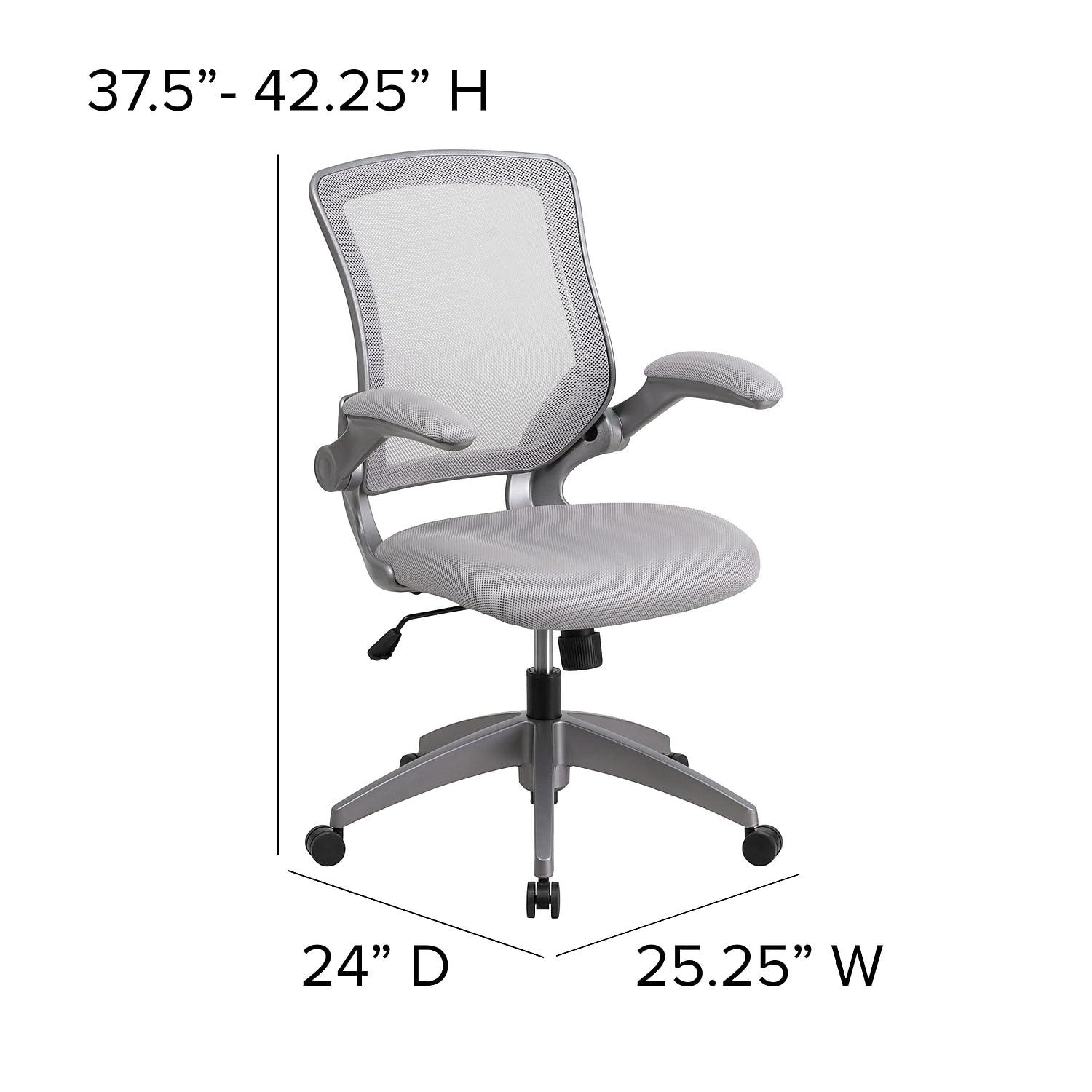 Flash Furniture Mid-Back Gray Mesh Swivel Ergonomic Task Office Chair with Gray Frame and Flip-Up Arms