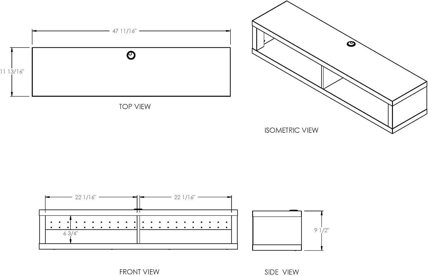 Wall Mounted Wood TV Console Entertainment Center Wall Decor 48-inch Gray