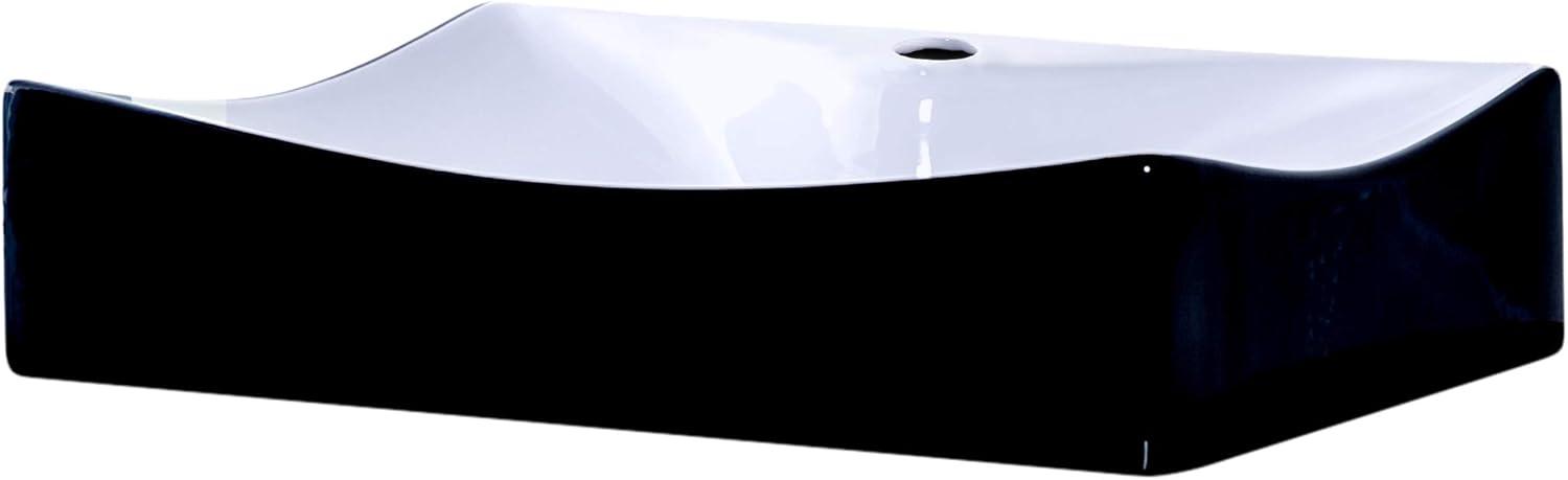 Novatto 15.75'' Glossy Black With White Interior Ceramic Rectangular Bathroom Sink