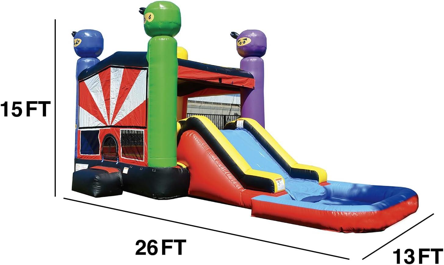 JumpOrange Ninja Commercial Grade Bounce House Water Slide with Splash Pool for Kids (with Blower)