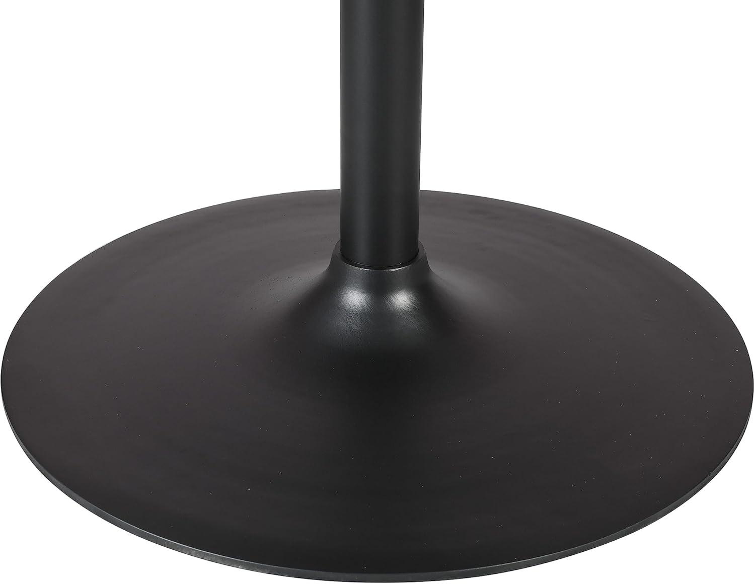 Rowan 42" White Marble Round Dining Table with Black Iron Base