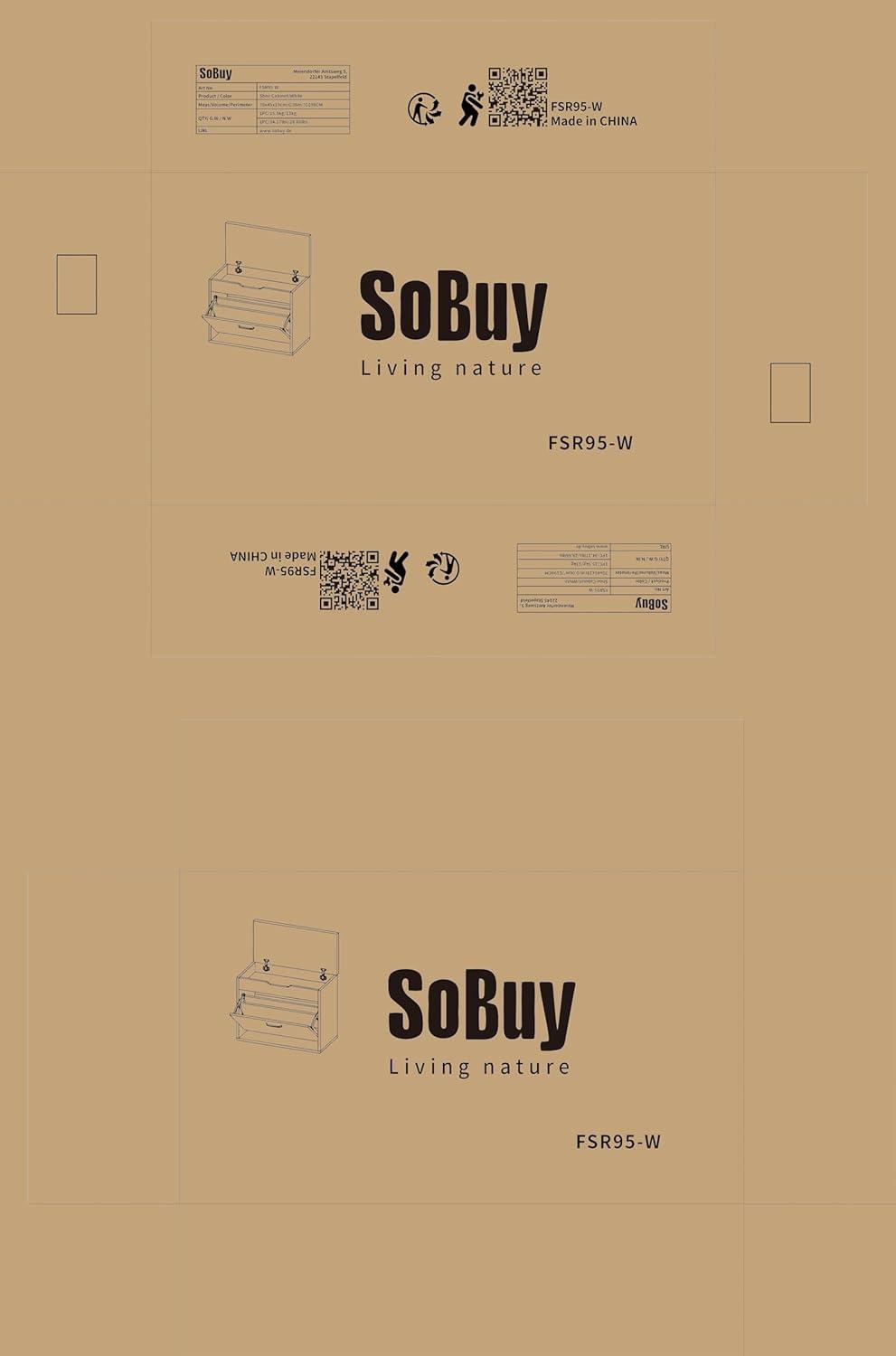 SoBuy Small Shoe Bench, Narrow Shoe Cabinet with Folding Padded Seat, Small Space Shoe Rack, White, FSR95-W