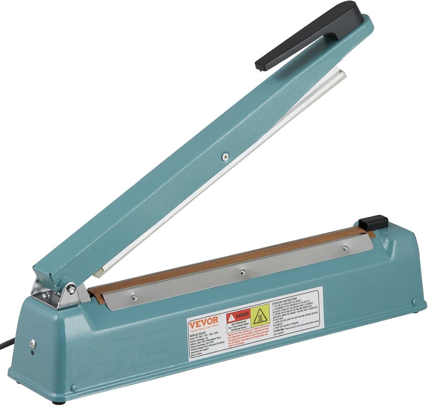 VEVOR VEVOR 12" Iron Hand Impulse Heat Sealer Machine Poly Bag Sealing for Plastic Bag