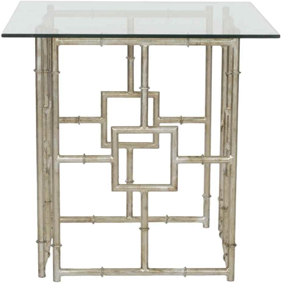 Dermot Glass Top Accent Table - Silver/Clear Glass - Safavieh.