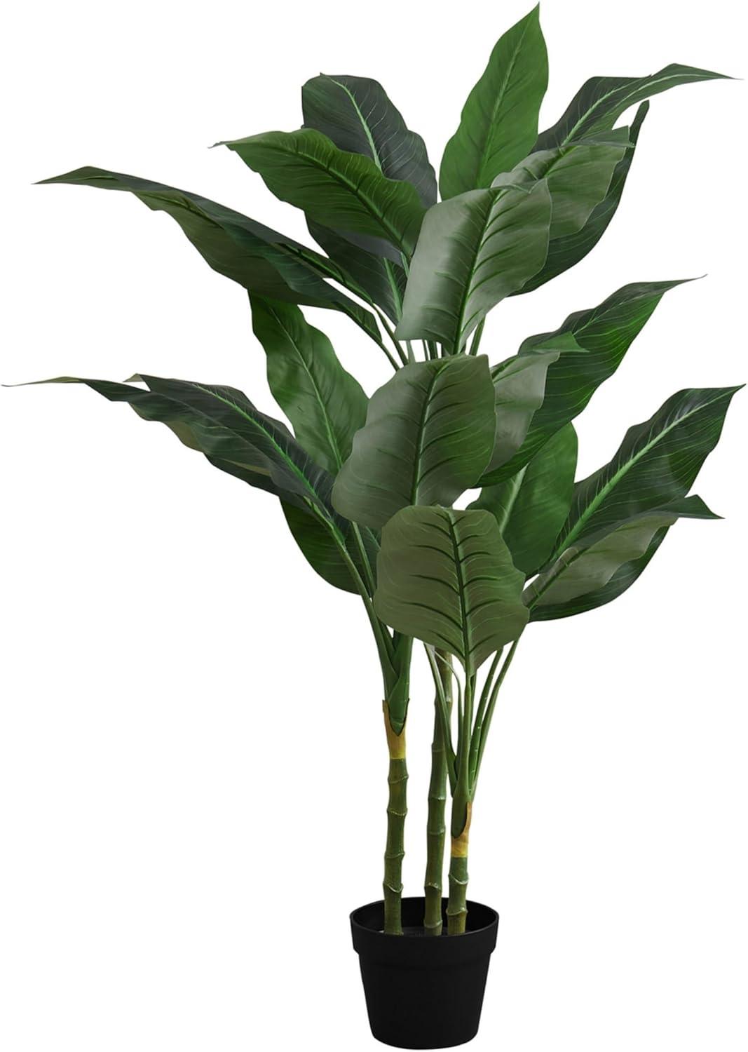 42" Tall Dark Green Silk and Plastic Potted Floor Plant