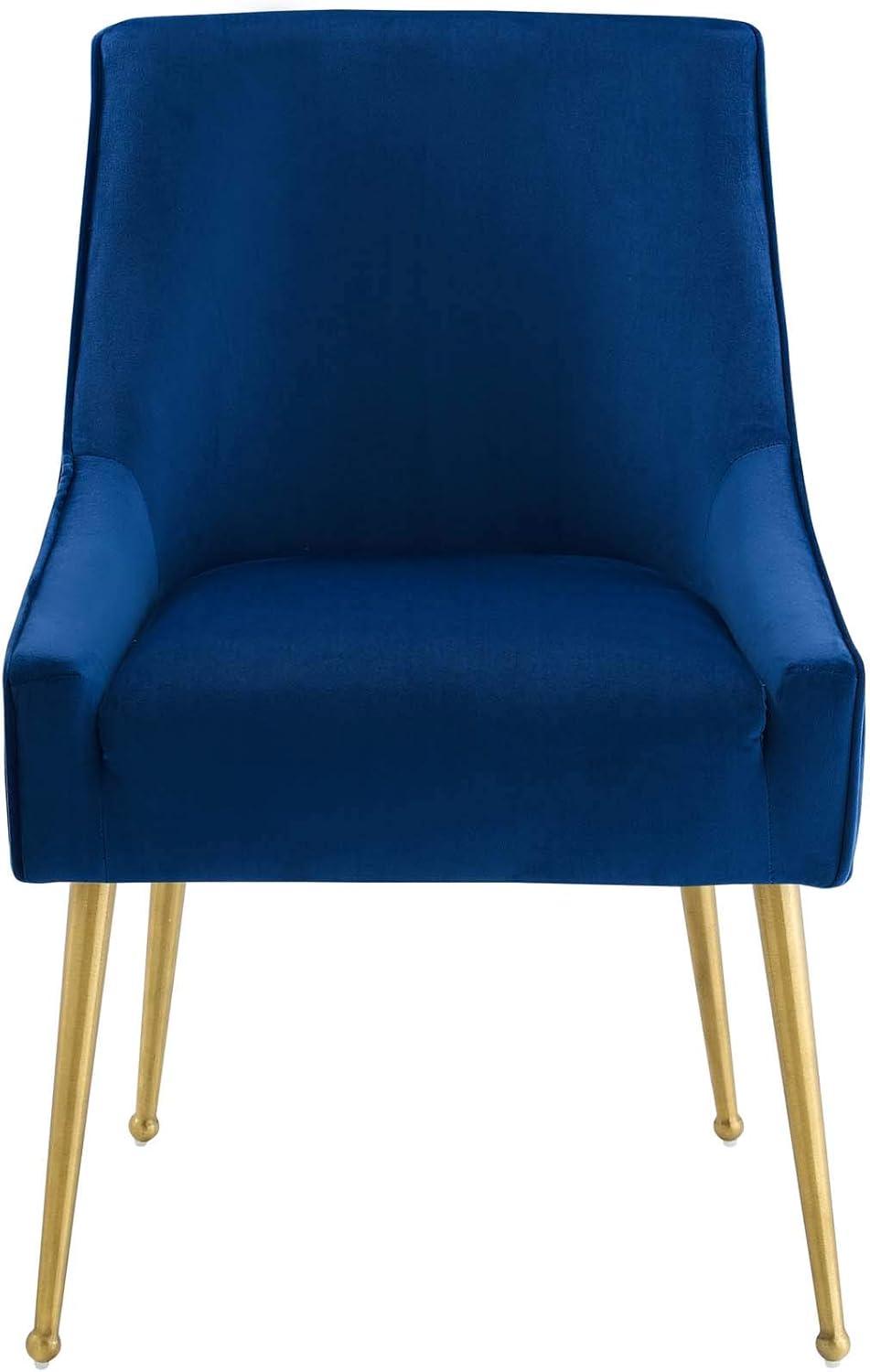 Sapphire Velvet Upholstered Dining Chair with Gold Accents