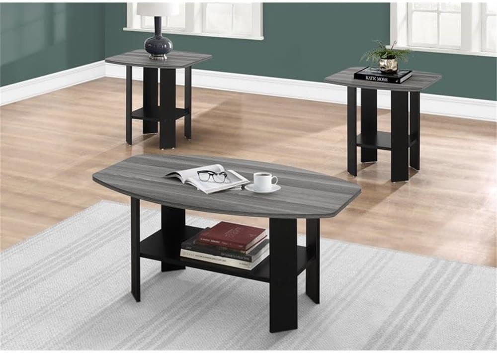 Table Set 3pcs Set Coffee End Side Accent Living Room Laminate Black