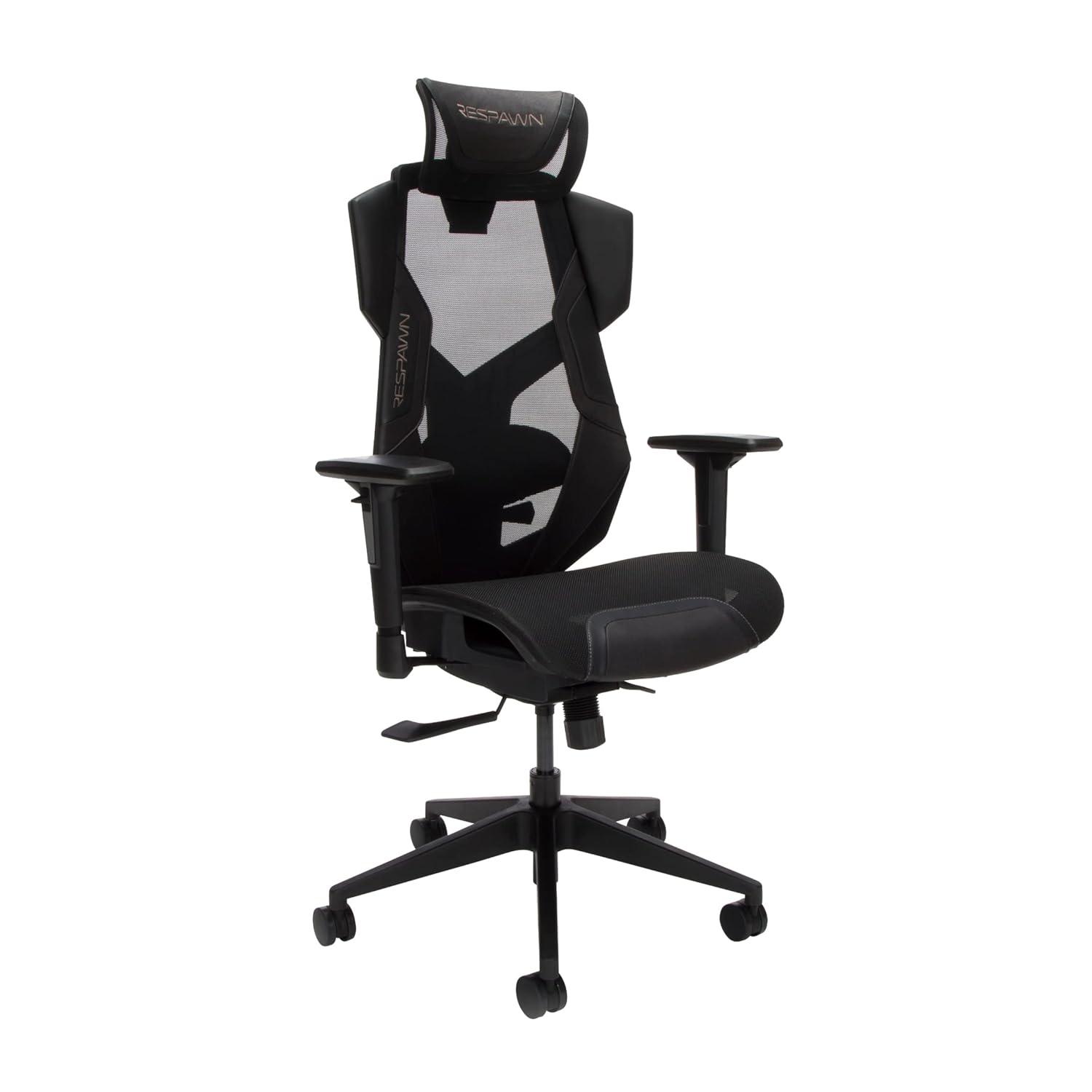 Respawn RESPAWN FLEXX Mesh Gaming Chair With Lumbar Support, Ergonomic Gaming Chair with Recline/Tilt Tension Controls, Adjustable Arms, 300lb Max Weight With Wheels for Computer/Desk/Office