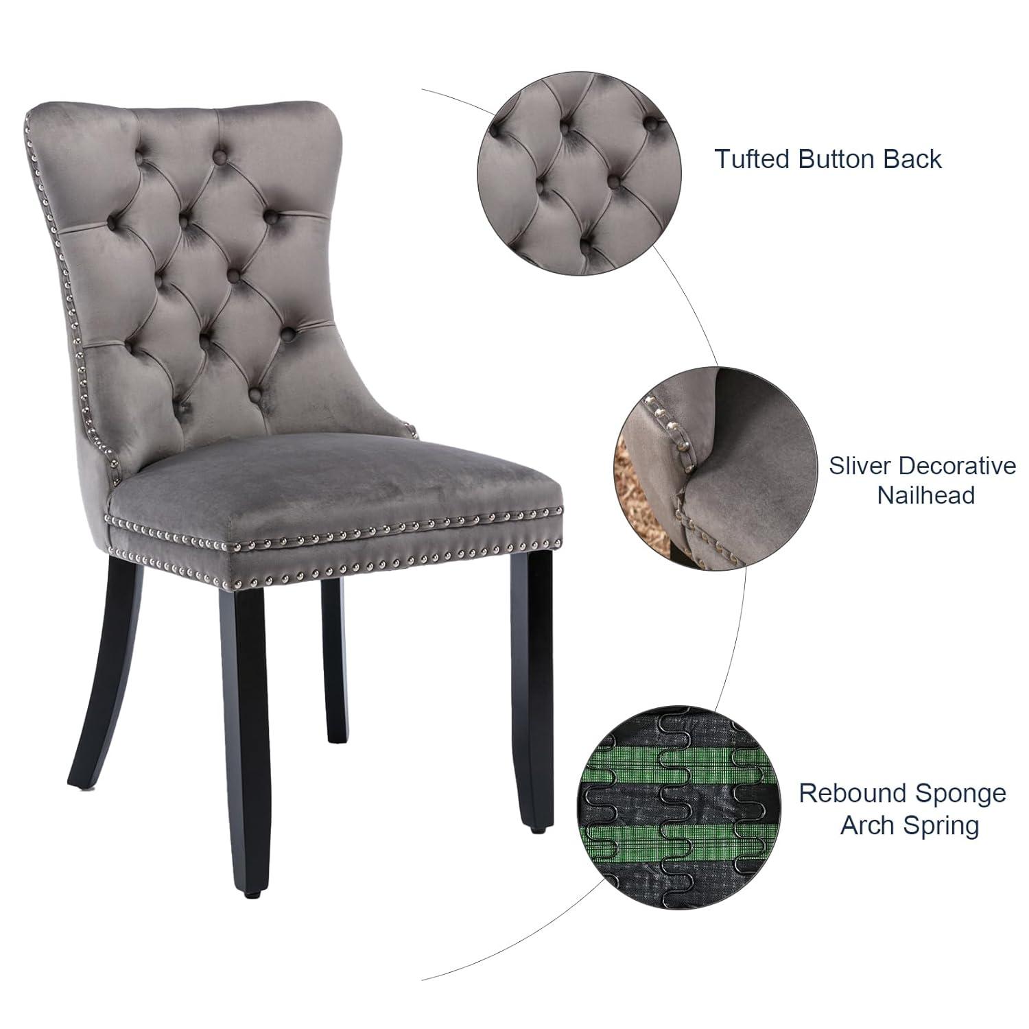 Rosdorf Park High-end Tufted Velvet Upholstered Nailhead Dining Chair