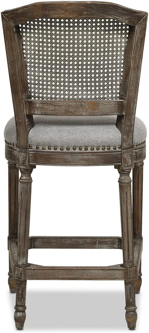 Triomphe Rattan Wicker High Back Armless Counter Bar Stool Dark Heathered Grey