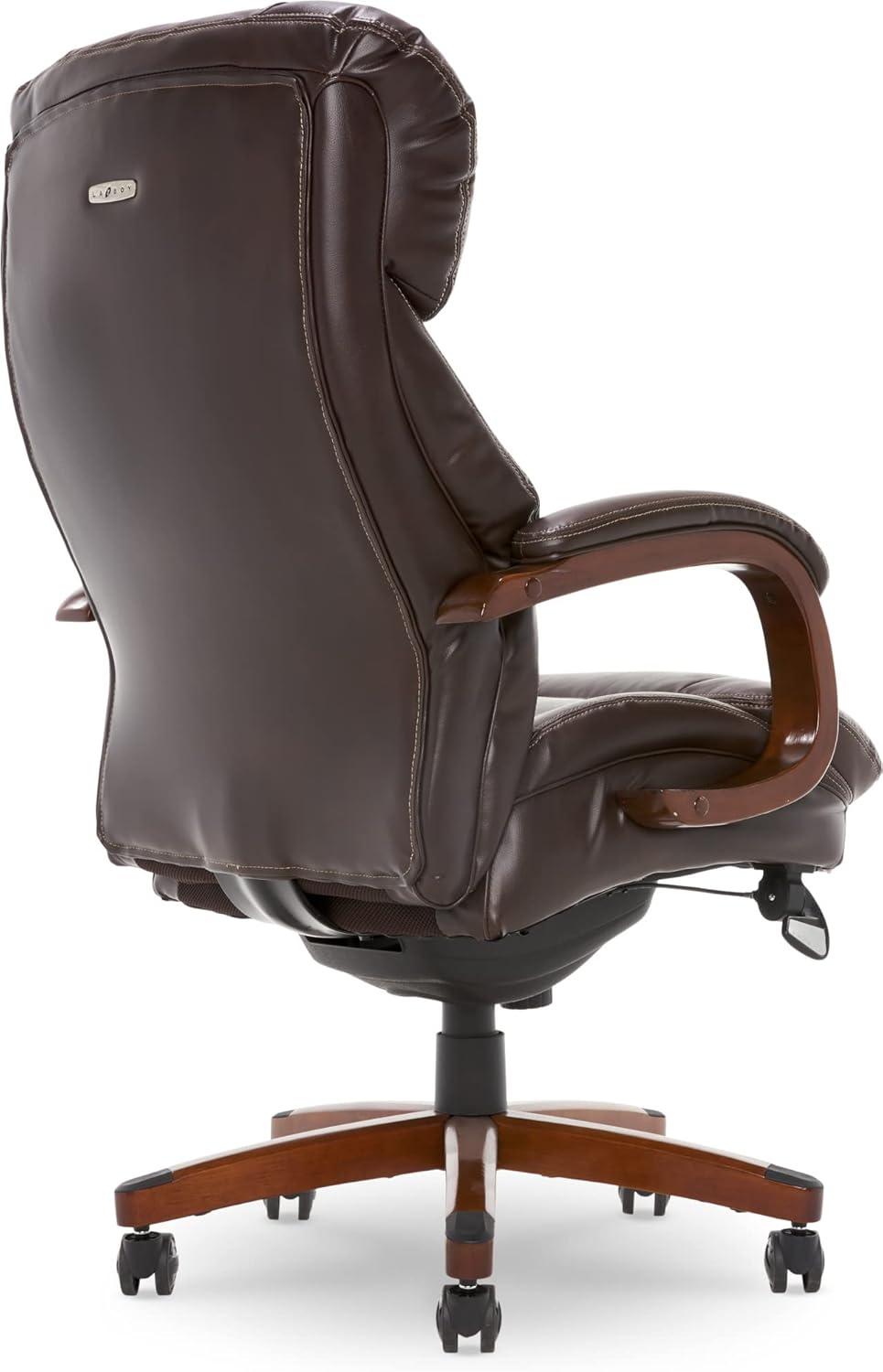 Brown Leather High Back Executive Swivel Chair with Fixed Arms