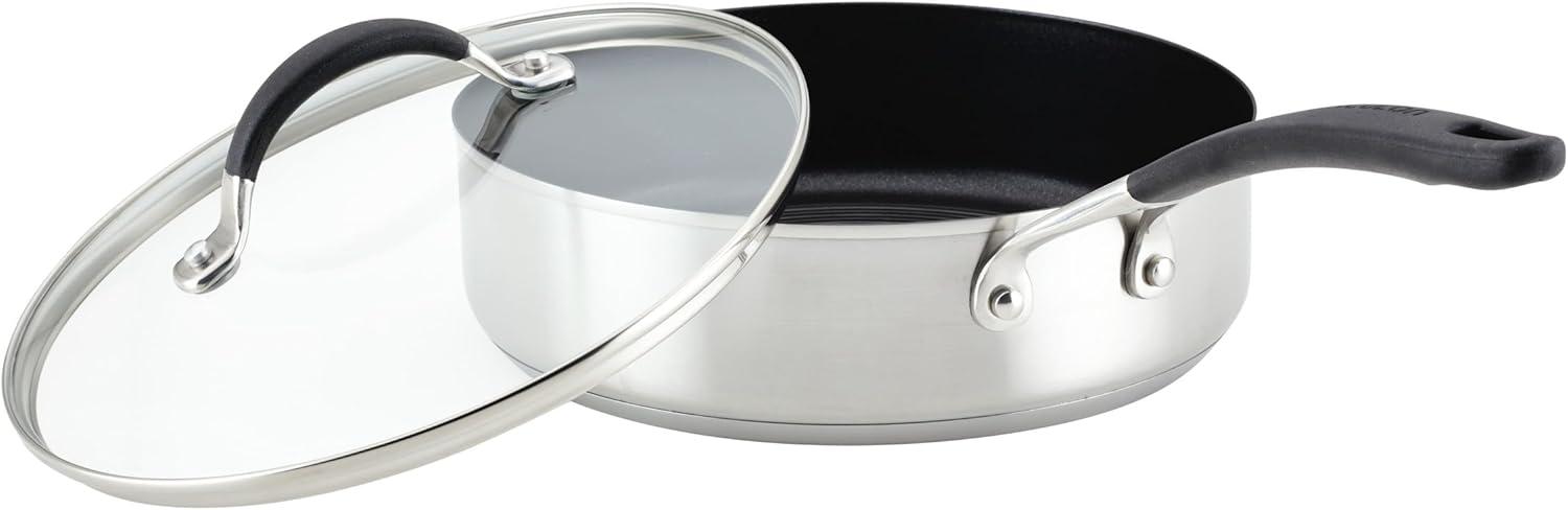 3-Quart Silver Stainless Steel Nonstick Sauté Pan with Lid