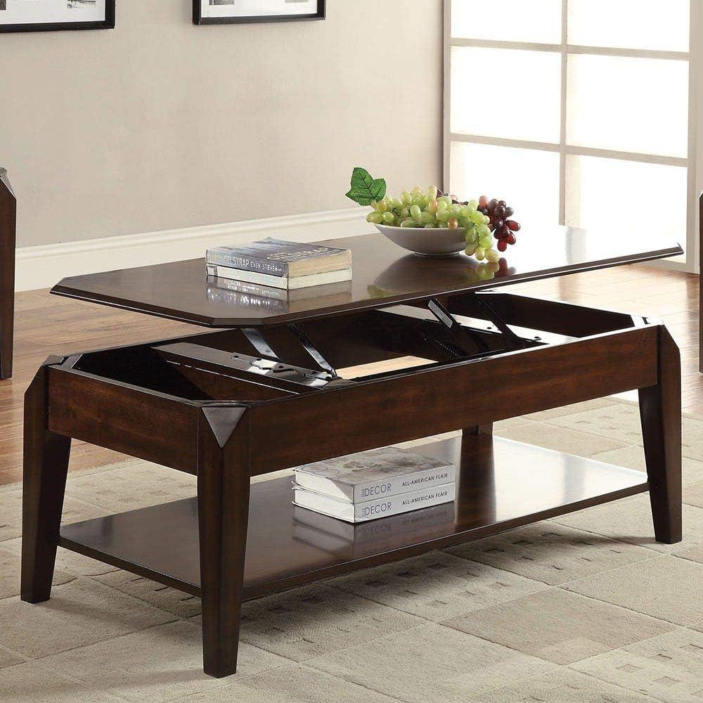 47" Docila Coffee Table Walnut - Acme Furniture: Living Room Furniture with Shelving