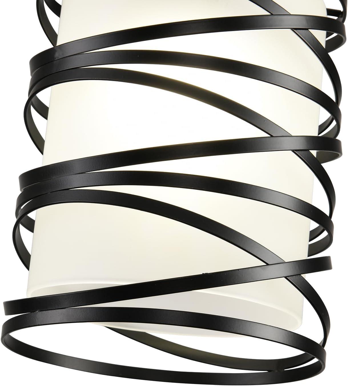 2 Pack Pendant Light Kitchen Island Pendant Lighting, Hanging Light with Spiral Cage Frosted Glass Shade, Black Modern Indoor Hanging Lamp for Dining Room Kitchen Island