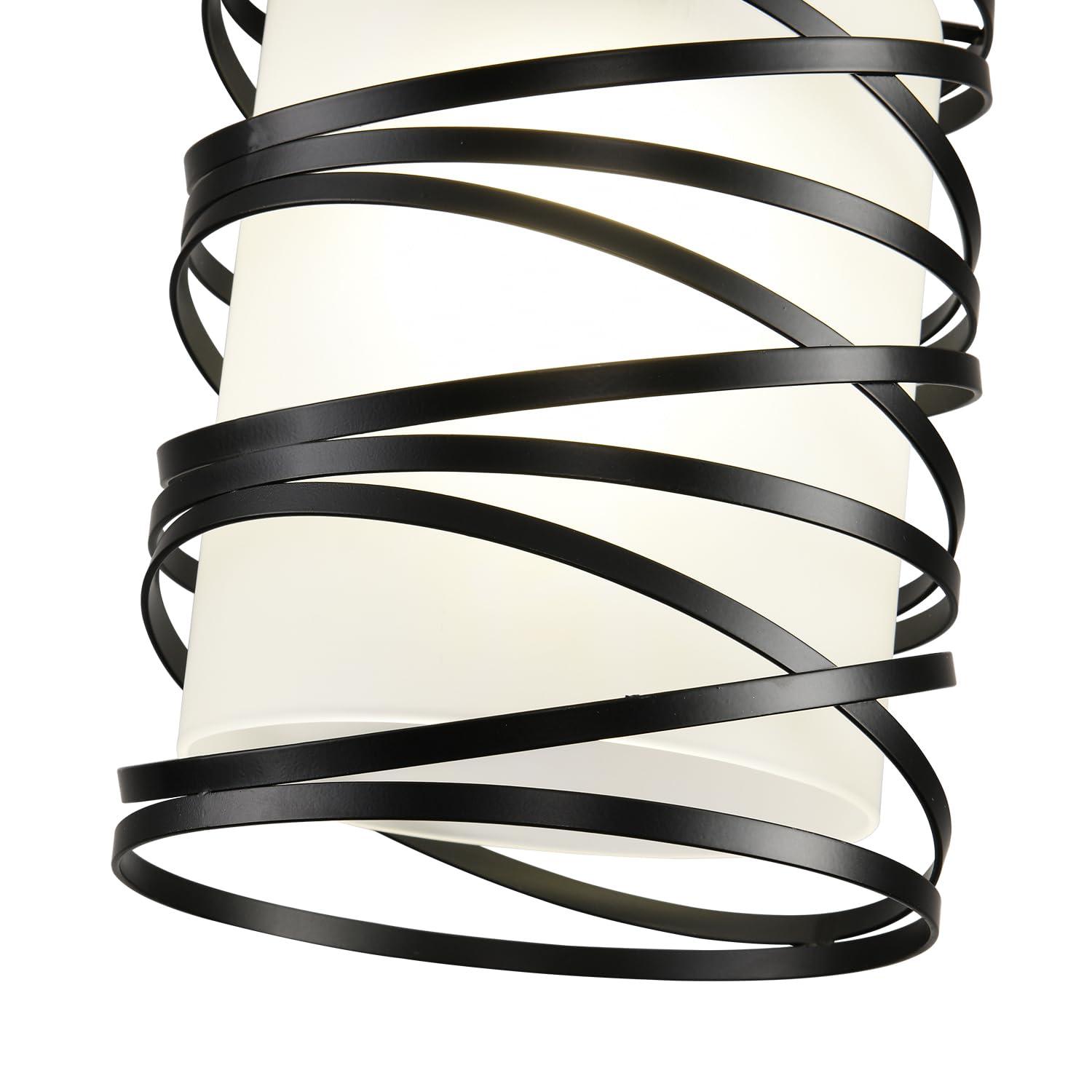 2 Pack Pendant Light Kitchen Island Pendant Lighting, Hanging Light with Spiral Cage Frosted Glass Shade, Black Modern Indoor Hanging Lamp for Dining Room Kitchen Island