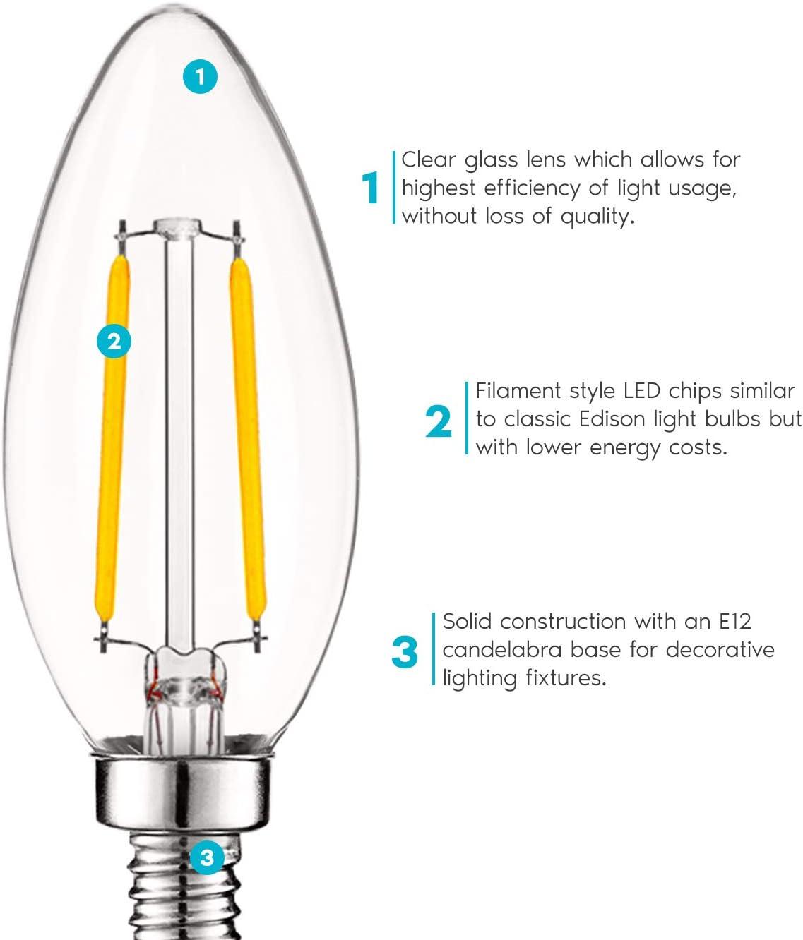 4 Watt (40 Watt Equivalent), CA11 LED, Dimmable Light Bulb, E12/Candelabra Base