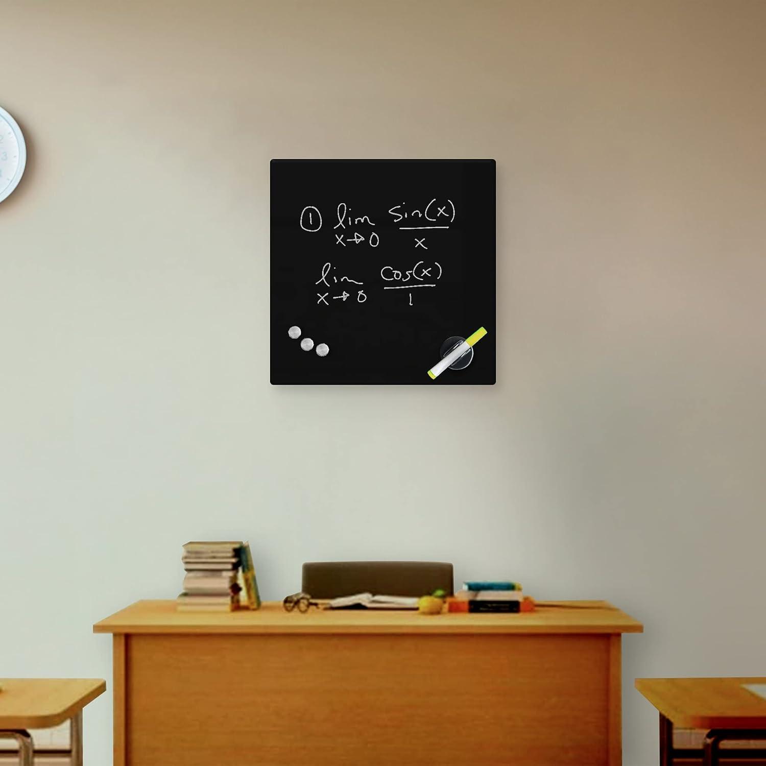 Floating Magnetic Eraser Glass Board 16" X 16" Inches Eased Corners - Black