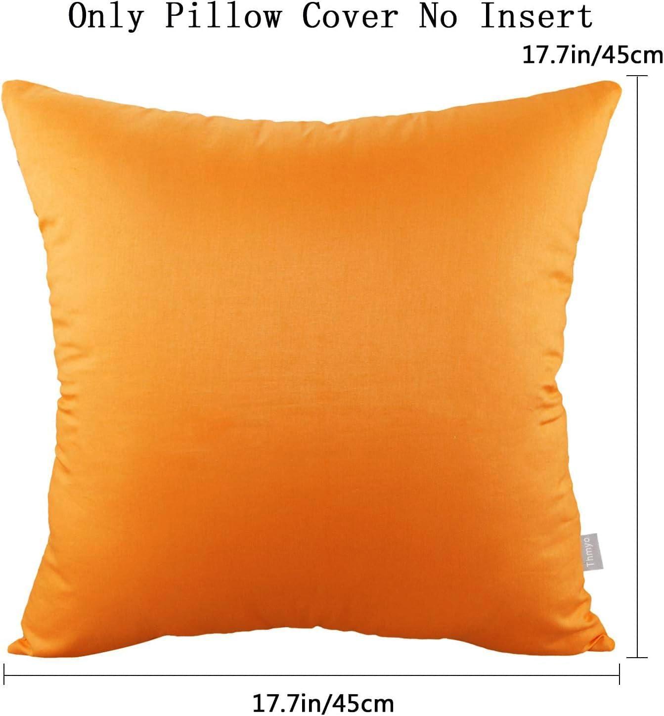 Thmyo 4-Pack 100% Cotton Comfortable Solid Decorative Throw Pillow Cases Fall Square Cushion Cover Pillowcases Sublimation Blank Halloween Thanksgiving DIY Throw Pillowcases(18x18inch/45x45cm,Orange)