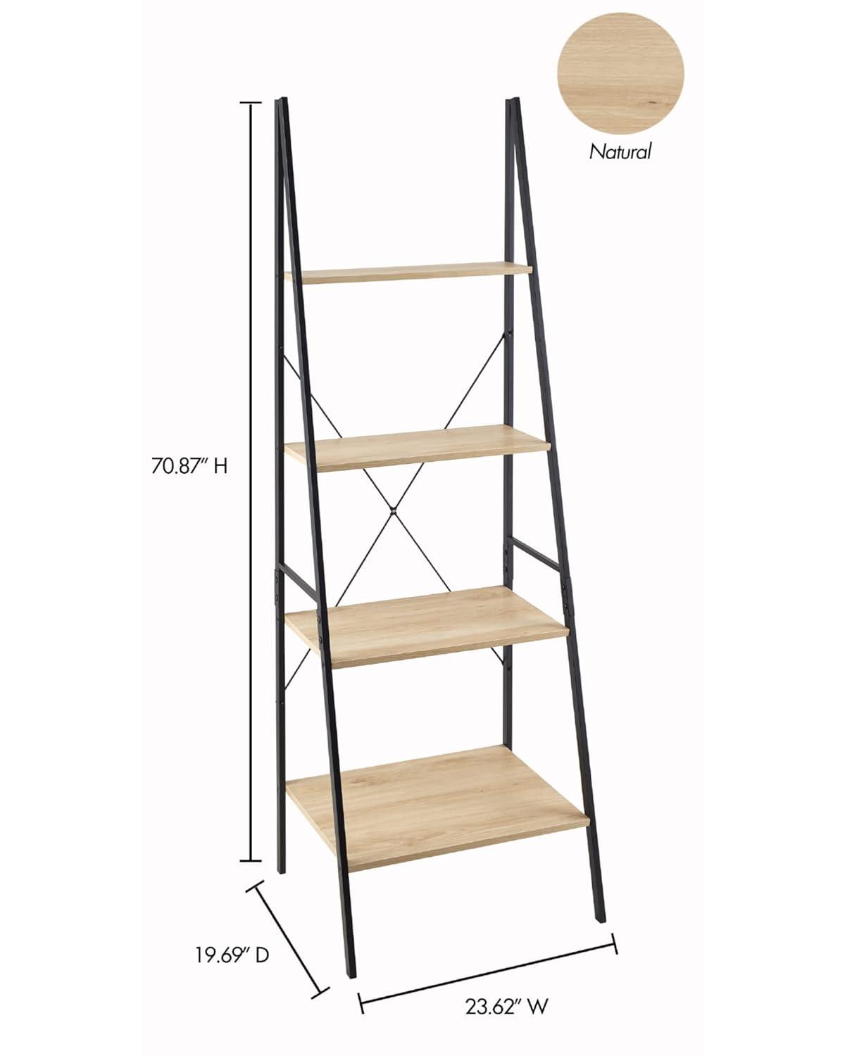 closetmaid 1312 4-tier wood ladder shelf bookcase, natural
