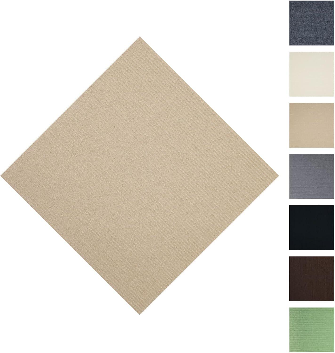 Self Adhesive Carpet Tiles,Non-Slip Peel and Stick Squares Splicing Puzzle Carpet Floor Tile,DIY Off White Easy Install 10 Pcs Floor Tiles 12" x 12"