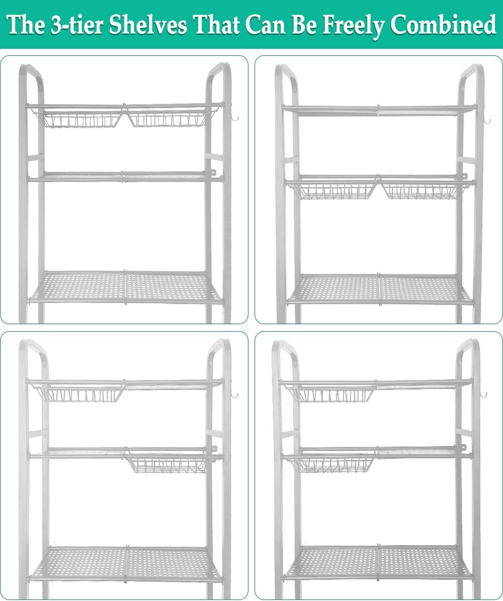 White Adjustable Over-the-Toilet 3-Tier Metal Storage Rack