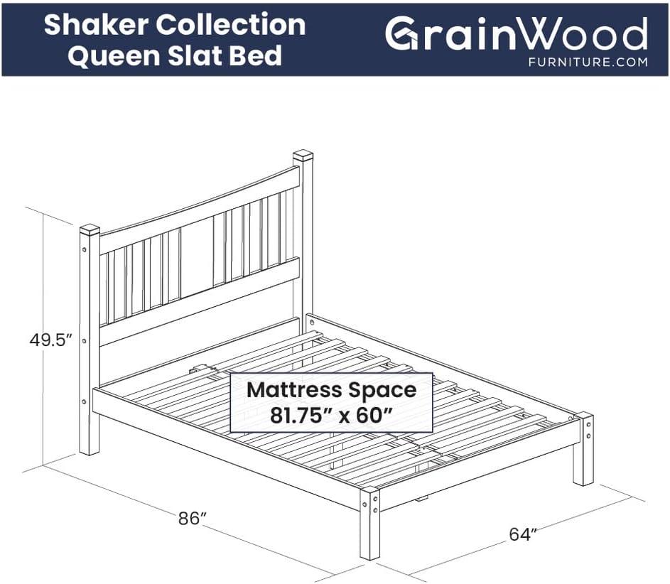 Shaker Solid Wood Slat Bed