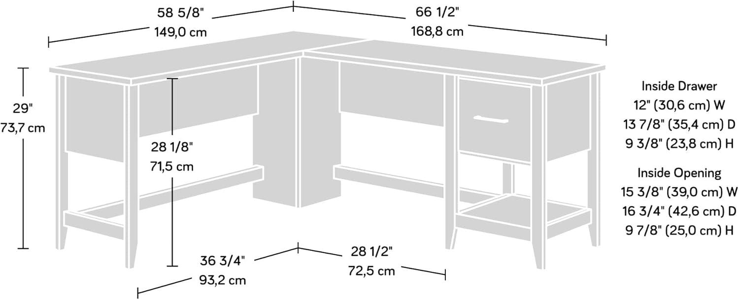 Summit Station 1 Drawer L Shaped Desk Glacier Oak - Sauder: Home Office Furniture with Metal Hardware & Laminated Finish