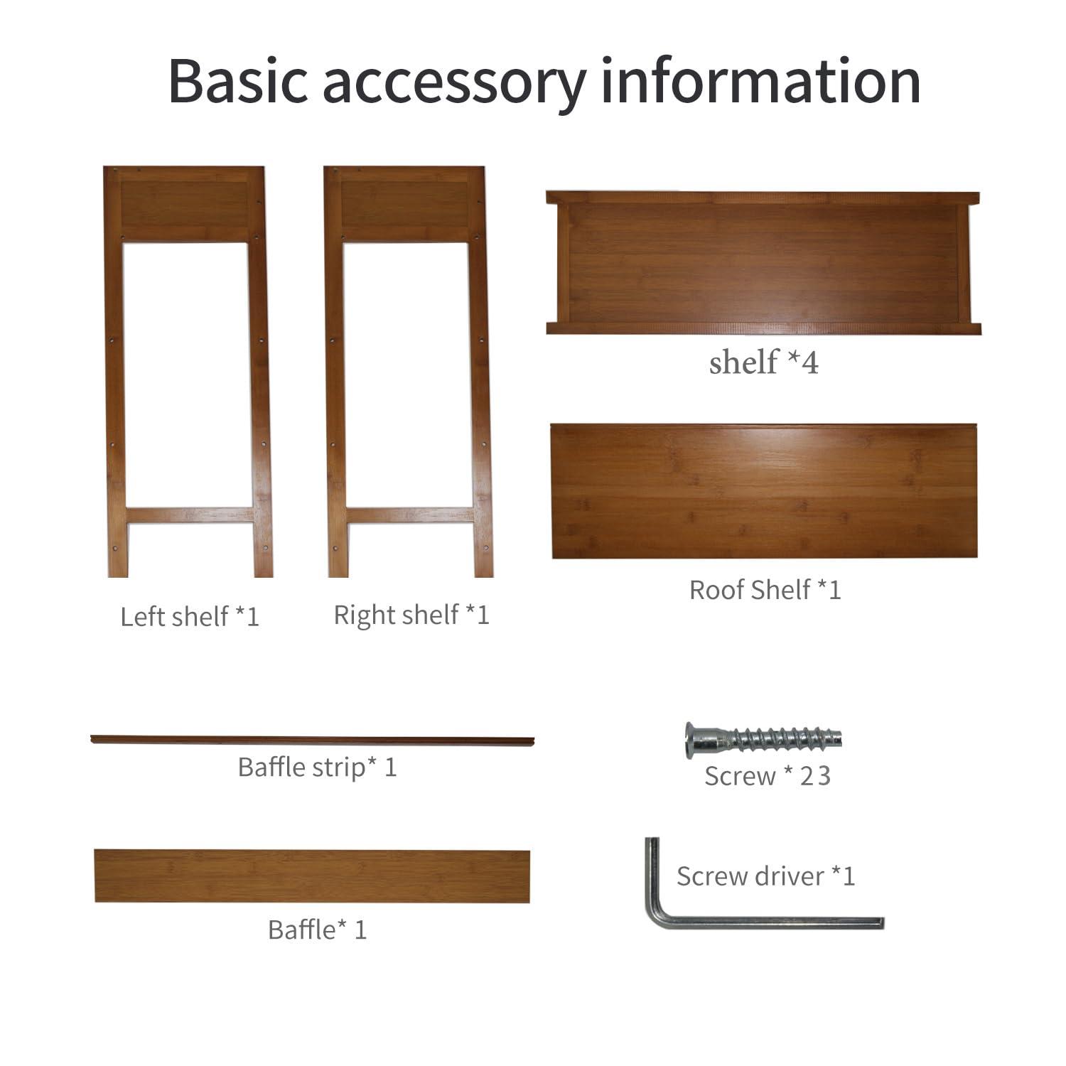 Shoe Rack Organizer, 5 Tier Bamboo Shoe Rack for Entryway, Front Door for Entryway,Closet and Bedroom Storage, Shoe Shelf（Brown）