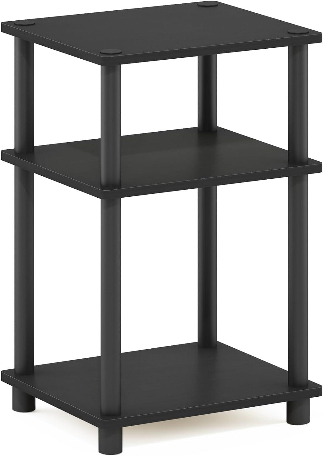 Furinno Just 3-Tier Turn-N-Tube End Table, 1-Pack, Americano/Black