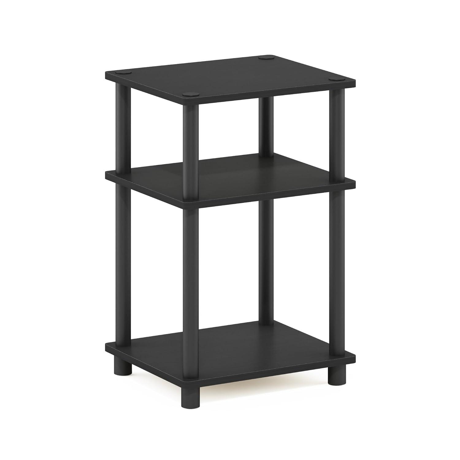 11087AM-BK 11087 Just 3-Tier No Tools Tube End Table, Americano & Black - 13.4 x 11.5 x 22.8 in.