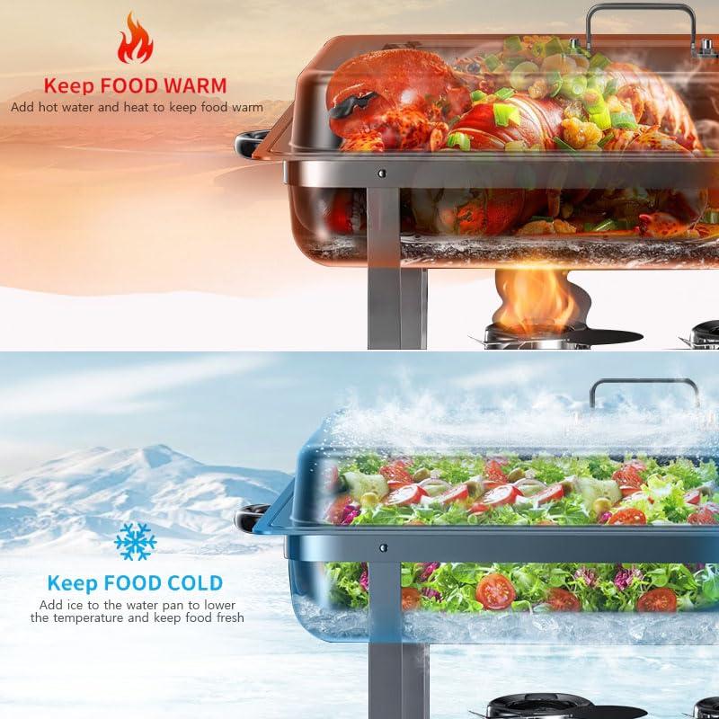 The Party Aisle™ Chafing Dishes For Buffet 4 Pack, 8 Qt Stainless Steel Chafers And Buffet Warmers Sets With Lid, Rectangle Serving Food Warmer Catering Supplies Buffet Display For Parties