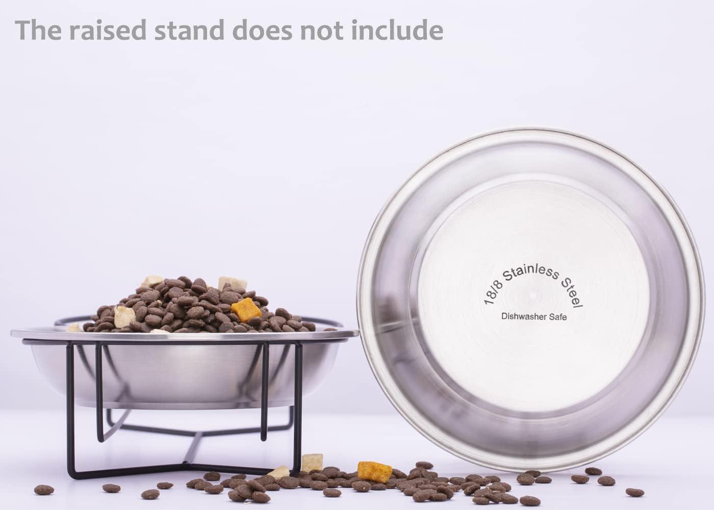 Stainless Steel Cat Bowls 4 Pack, Whisker Fatigue Relief Cat Food Dish, Metal Shallow Wide Large Replacement Plate for Dog and Pet, Ideal for Raised Elevated Pet Feeding Station Stand