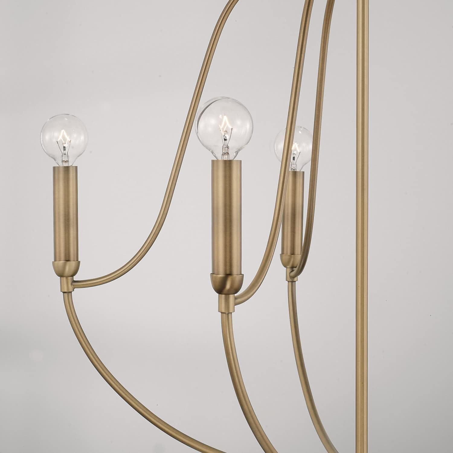 Aged Brass 5-Light Candle Chandelier with Curved Arms