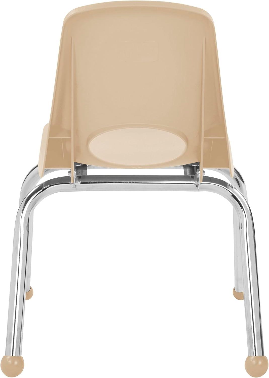 Sand Beige 12" Stackable School Chairs with Chromed Steel Legs - 6 Pack