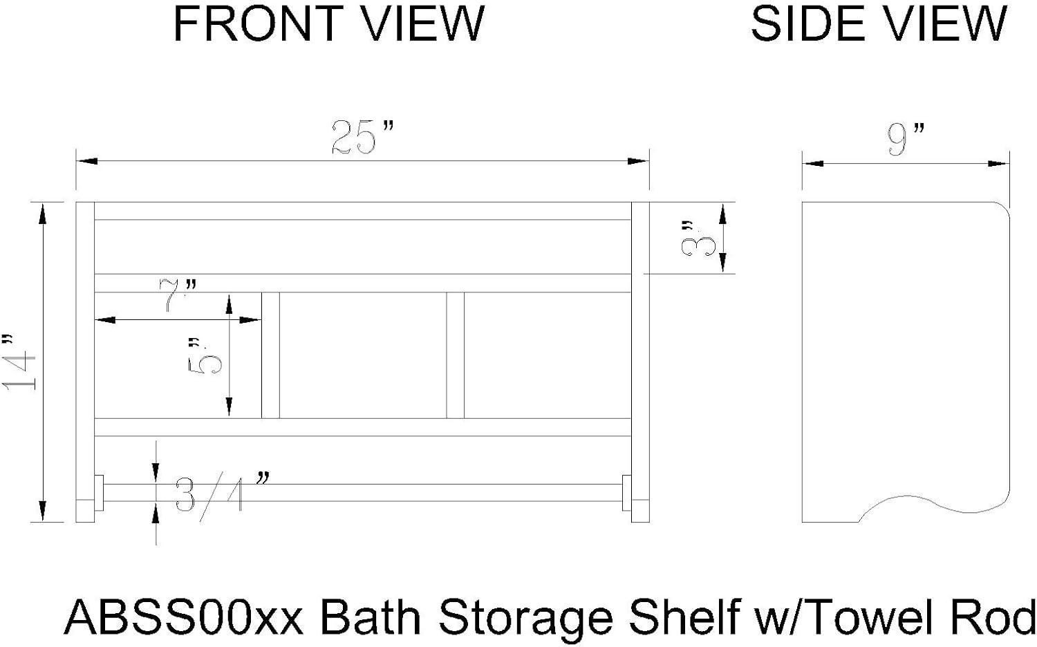 25" Bath Storage Shelf with Towel Rod, Chestnut