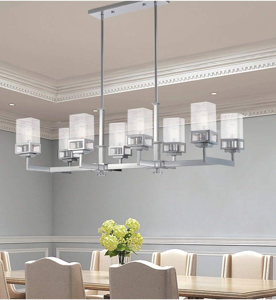 Harding Polished Chrome 8-Light Linear Chandelier with Clear Seeded Glass