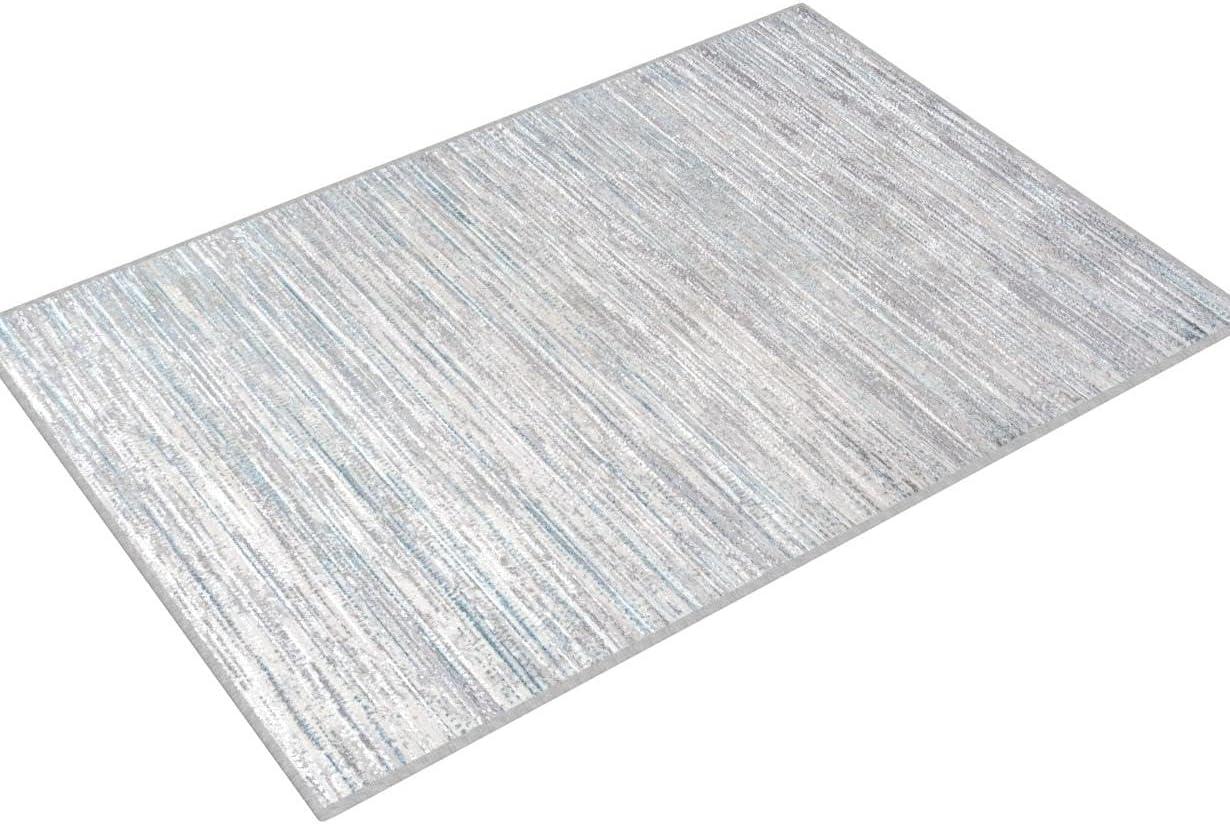 8'x10' Loom Modern Strie'  Area Rug, Gray/Turquoise - JONATHAN Y