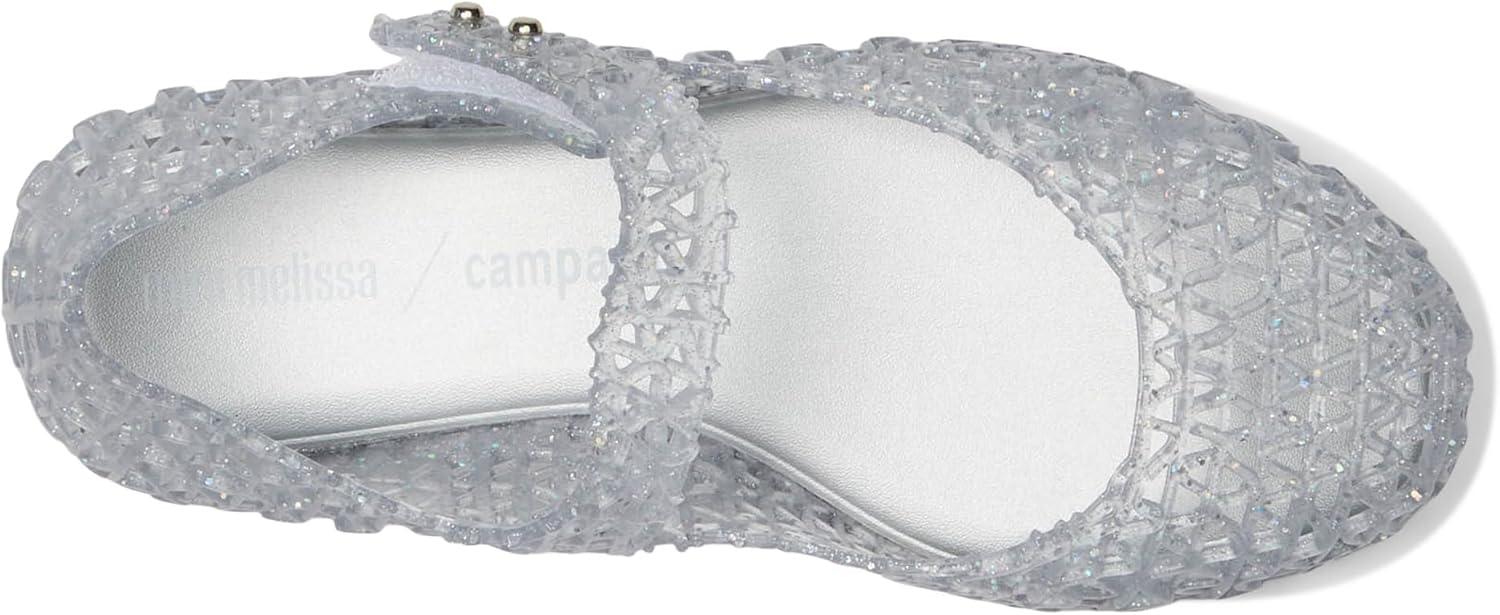 Mini Melissa Toddlers Campana Papel Baby Flats, Glitter Clear,5 M US