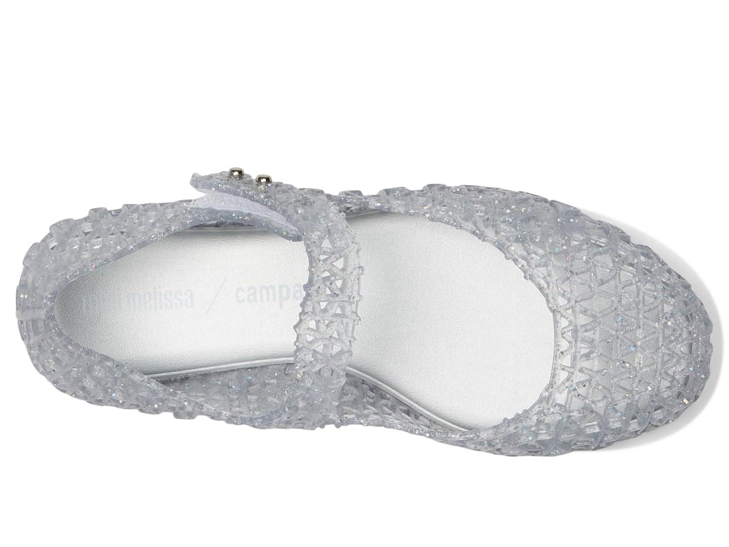 Mini Melissa Toddlers Campana Papel Baby Flats, Glitter Clear,5 M US