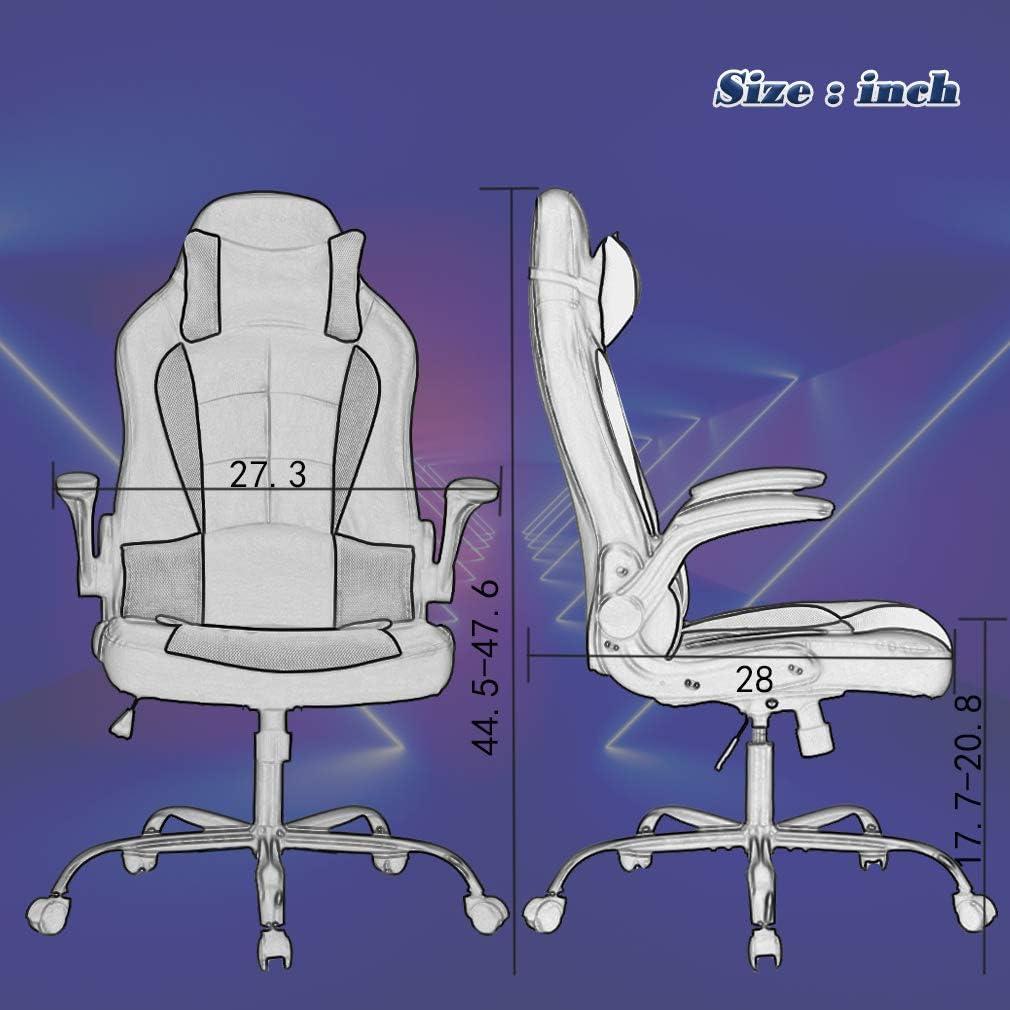 FDW PC Gaming Chair Ergonomic Office Chair Desk Chair with Lumbar Support Flip Up Arms Headrest PU Leather Executive High Back Computer Chair