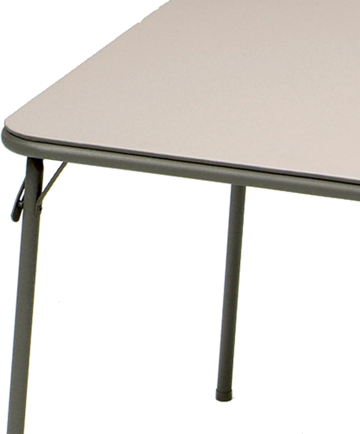 MECO 084U25.441 Sudden Comfort Indoor/Outdoor 34" x 34" Square Steel Metal Folding Dining Card Table, Chicory Lace Beige