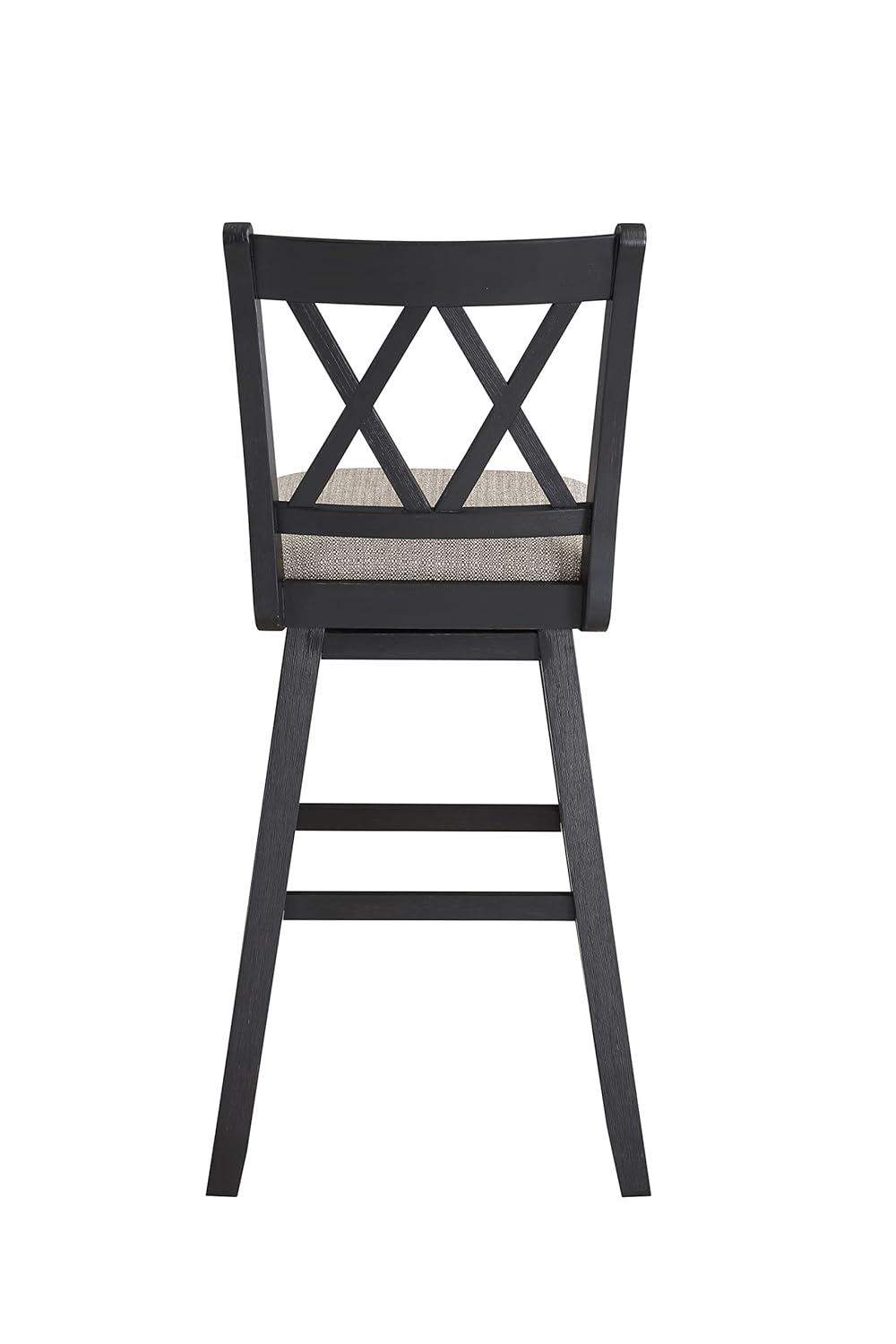 Home 2 Office 24" Brookline Xx Back Swivel Counter Height Barstool Distressed Black: Upholstered, Wood Frame, Footrest