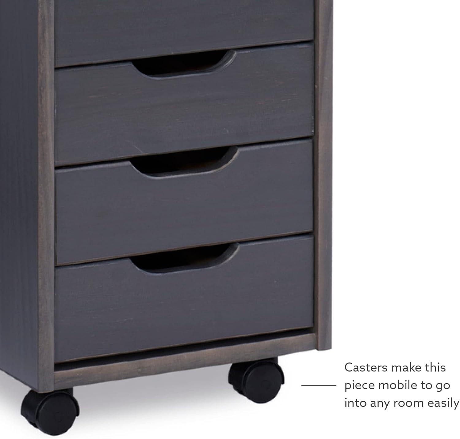 Corinne Grey Six Drawer Rolling Storage Cart